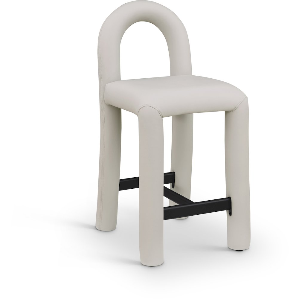 Amari Taupe Vegan Leather Stool. Picture 1