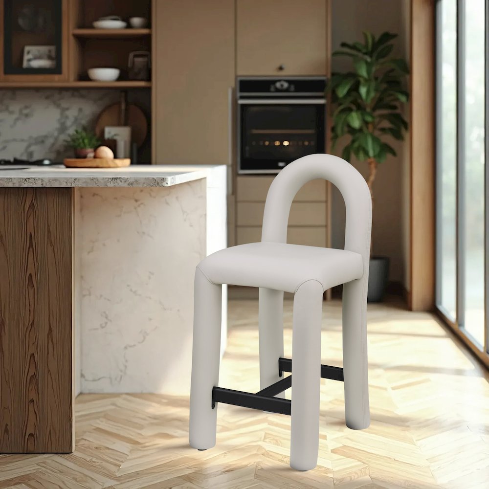 Amari Taupe Vegan Leather Stool. Picture 2