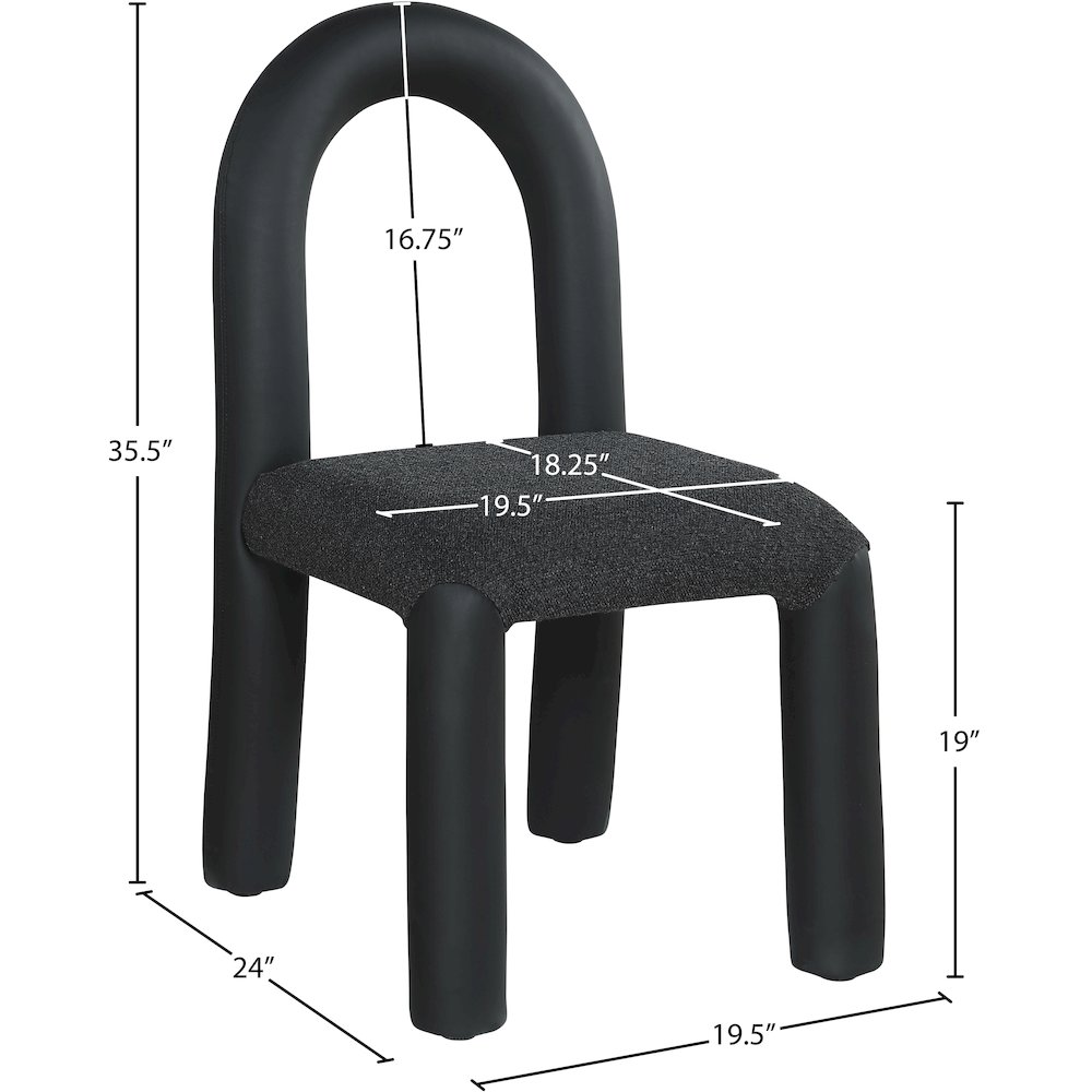 Amari Black Vegan Leather and Boucle Fabric Dining Chair, Set of 2. Picture 8