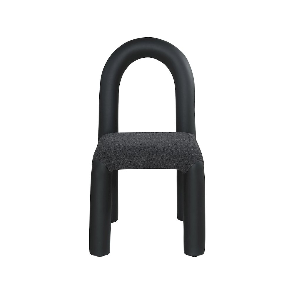 Amari Black Vegan Leather and Boucle Fabric Dining Chair, Set of 2. Picture 3