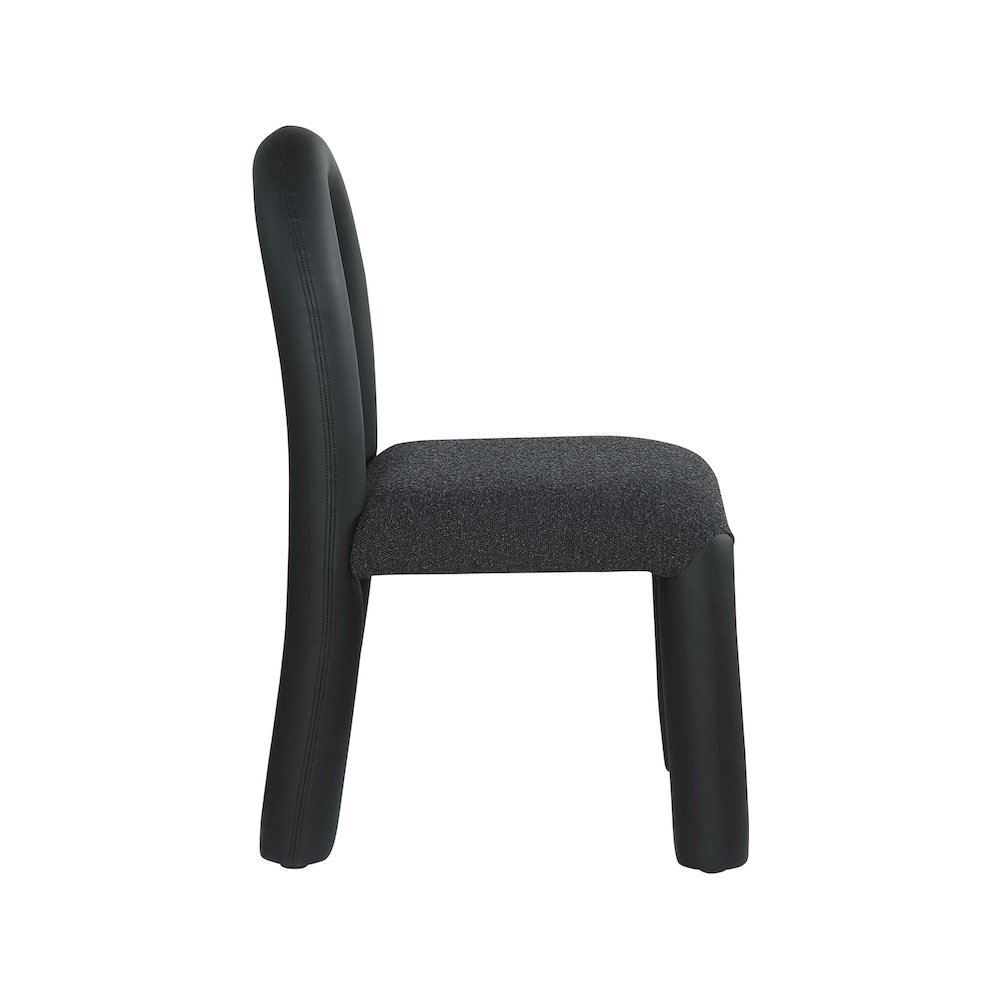 Amari Black Vegan Leather and Boucle Fabric Dining Chair, Set of 2. Picture 4