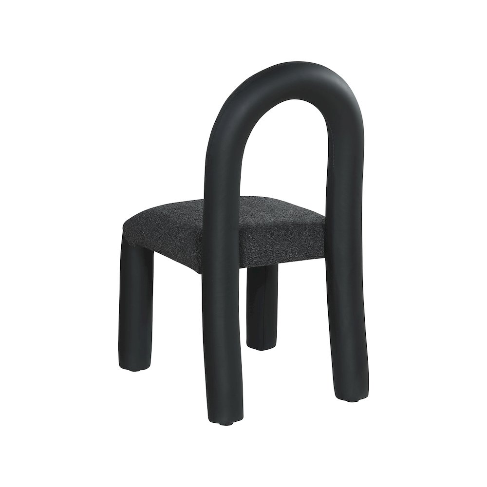 Amari Black Vegan Leather and Boucle Fabric Dining Chair, Set of 2. Picture 6