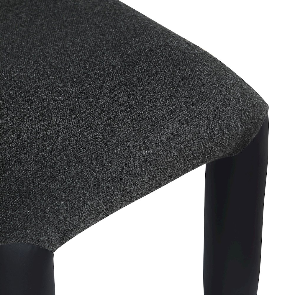 Amari Black Vegan Leather and Boucle Fabric Dining Chair, Set of 2. Picture 7