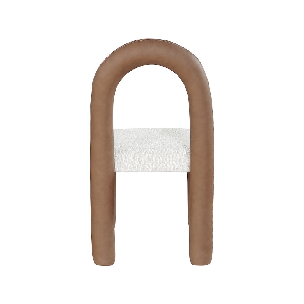 Amari Brown Vegan Leather and Boucle Fabric Dining Chair, Set of 2. Picture 5
