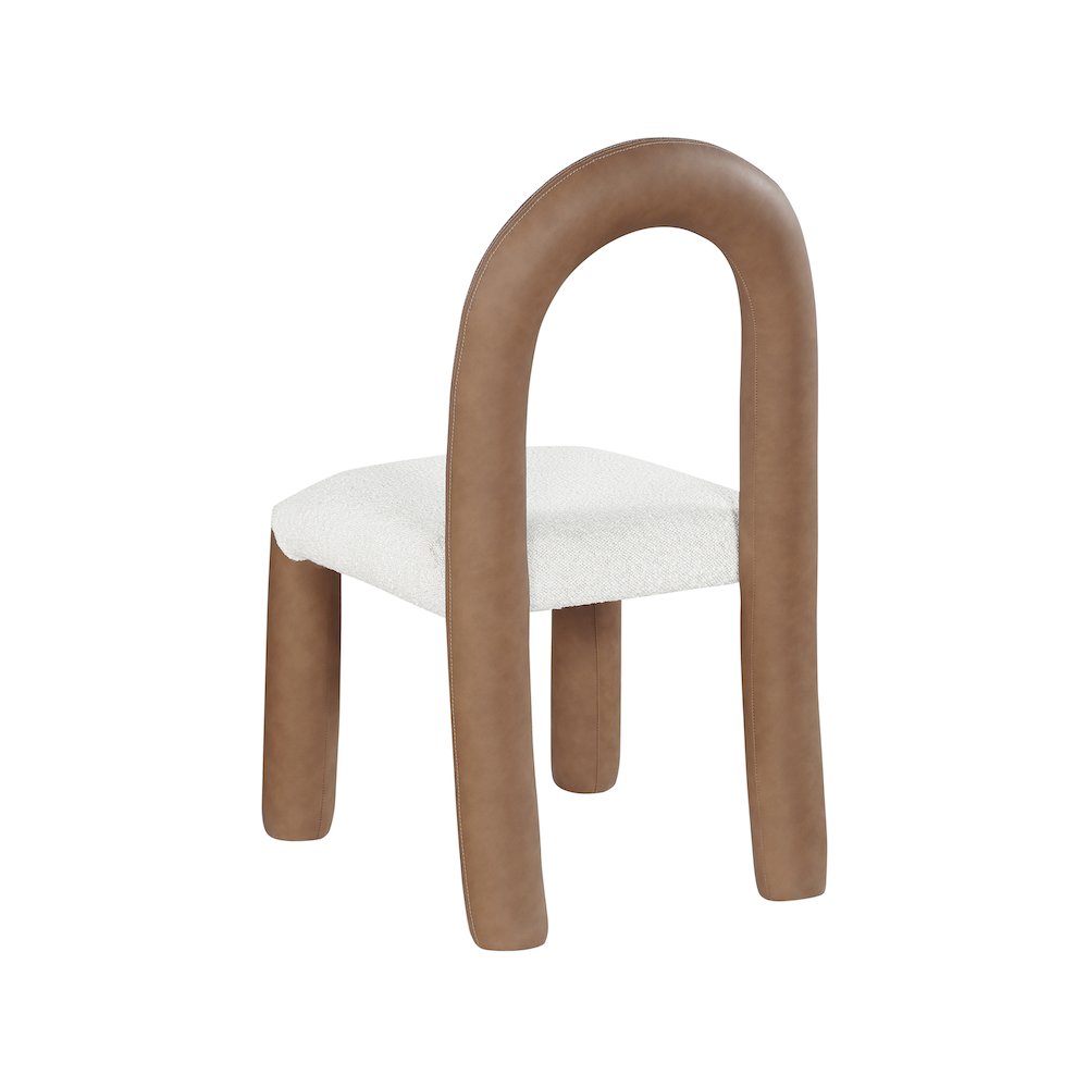 Amari Brown Vegan Leather and Boucle Fabric Dining Chair, Set of 2. Picture 6