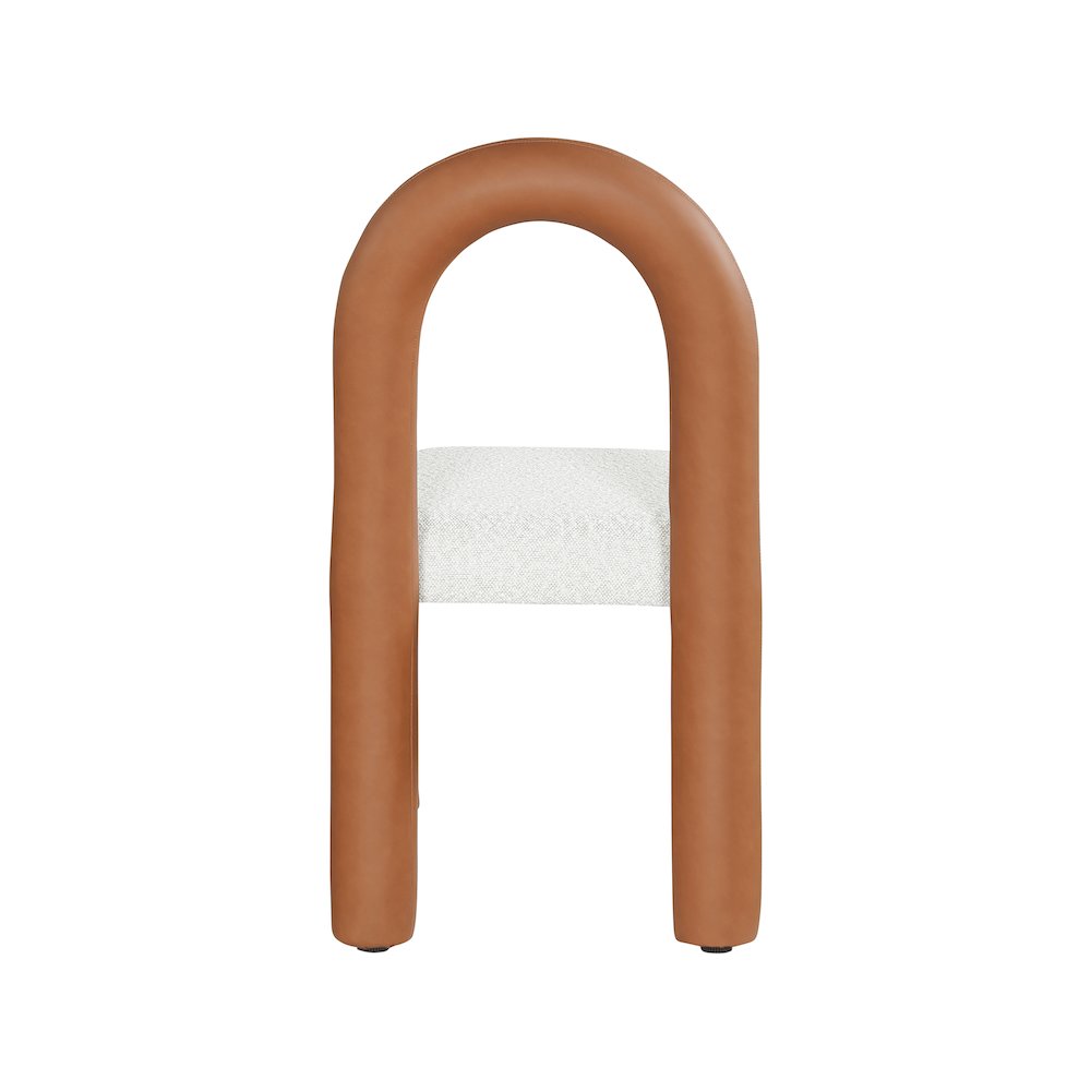 Amari Cognac Vegan Leather and Boucle Fabric Dining Chair, Set of 2. Picture 5