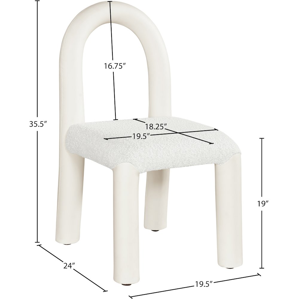 Amari Cream Vegan Leather and Boucle Fabric Dining Chair, Set of 2. Picture 8
