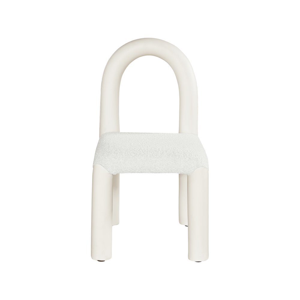 Amari Cream Vegan Leather and Boucle Fabric Dining Chair, Set of 2. Picture 3