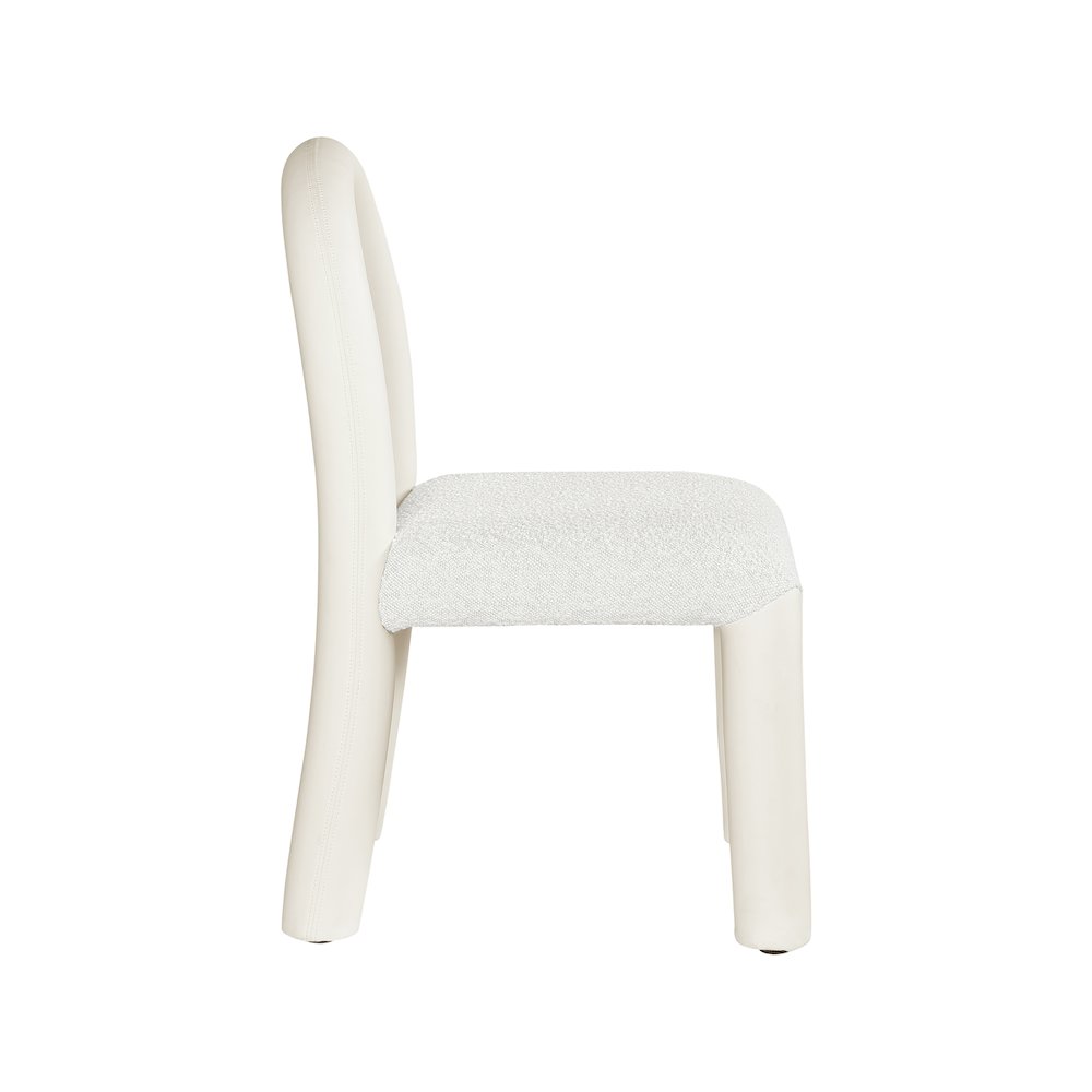 Amari Cream Vegan Leather and Boucle Fabric Dining Chair, Set of 2. Picture 4