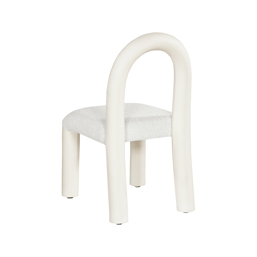 Amari Cream Vegan Leather and Boucle Fabric Dining Chair, Set of 2. Picture 6