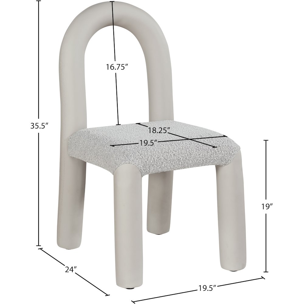 Amari Taupe Vegan Leather and Boucle Fabric Dining Chair, Set of 2. Picture 8