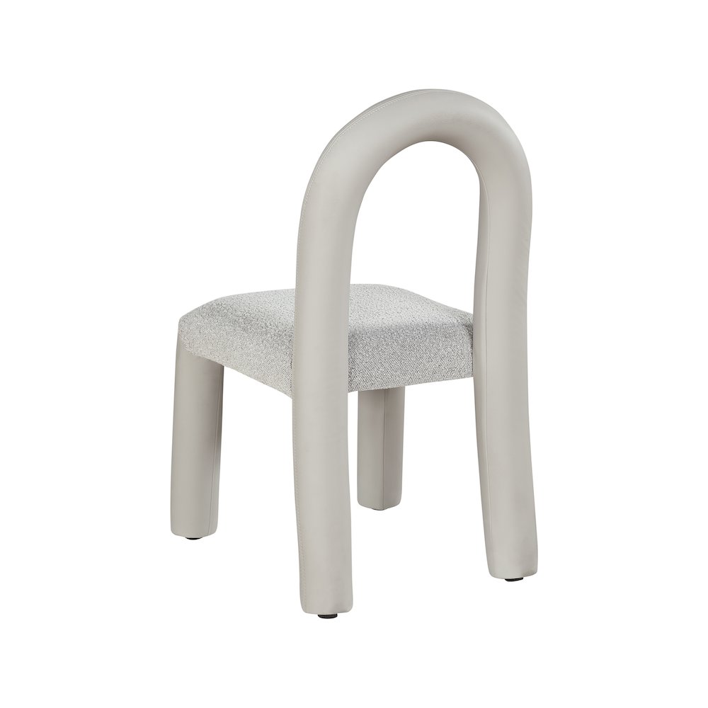 Amari Taupe Vegan Leather and Boucle Fabric Dining Chair, Set of 2. Picture 6