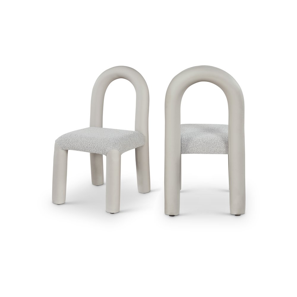 Amari Taupe Vegan Leather and Boucle Fabric Dining Chair, Set of 2. Picture 1