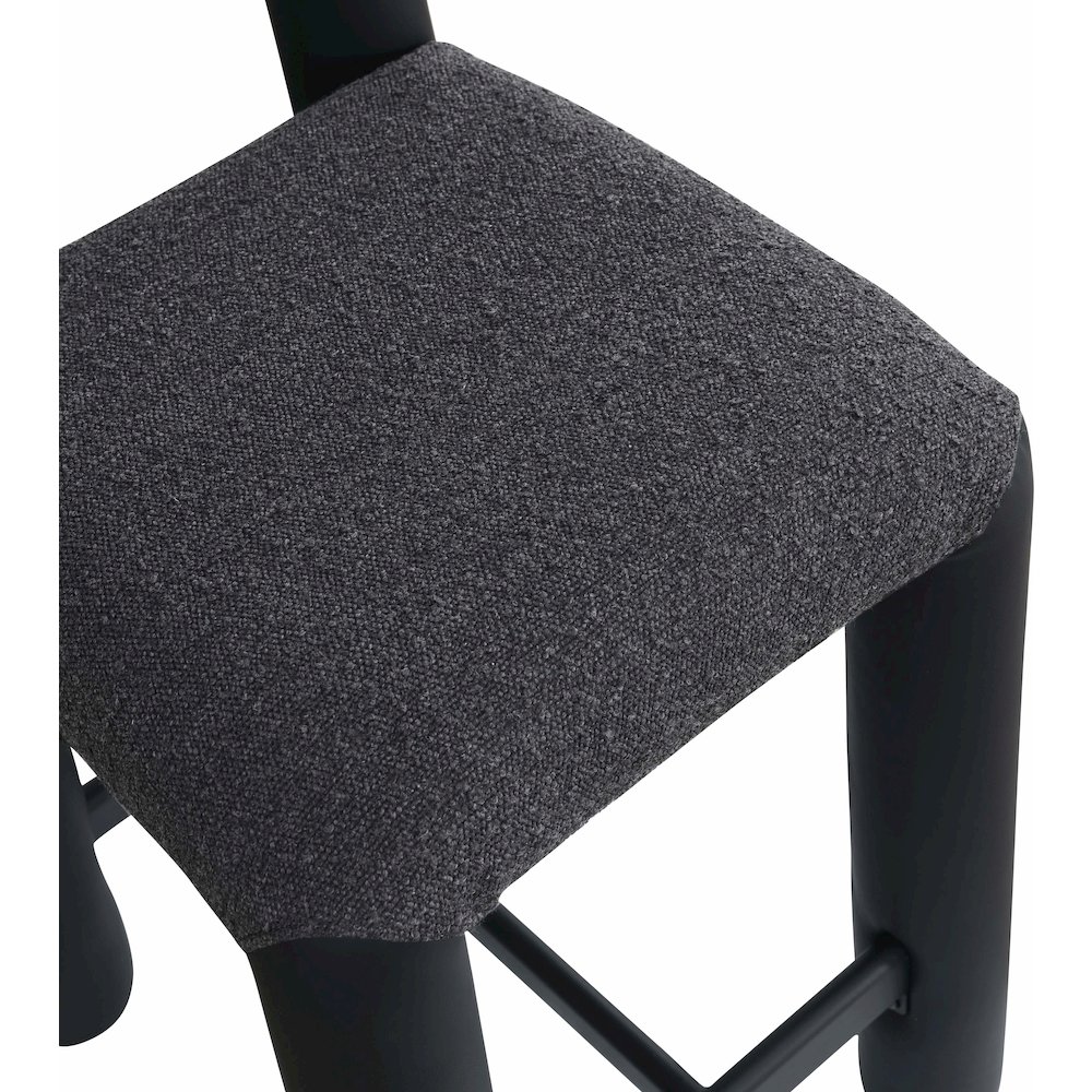 Amari Black Vegan Leather and Boucle Fabric Stool. Picture 7