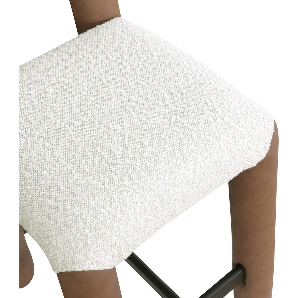 Amari Brown Vegan Leather and Boucle Fabric Stool. Picture 7