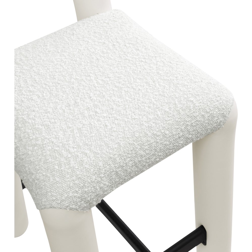 Amari Cream Vegan Leather and Boucle Fabric Stool. Picture 7