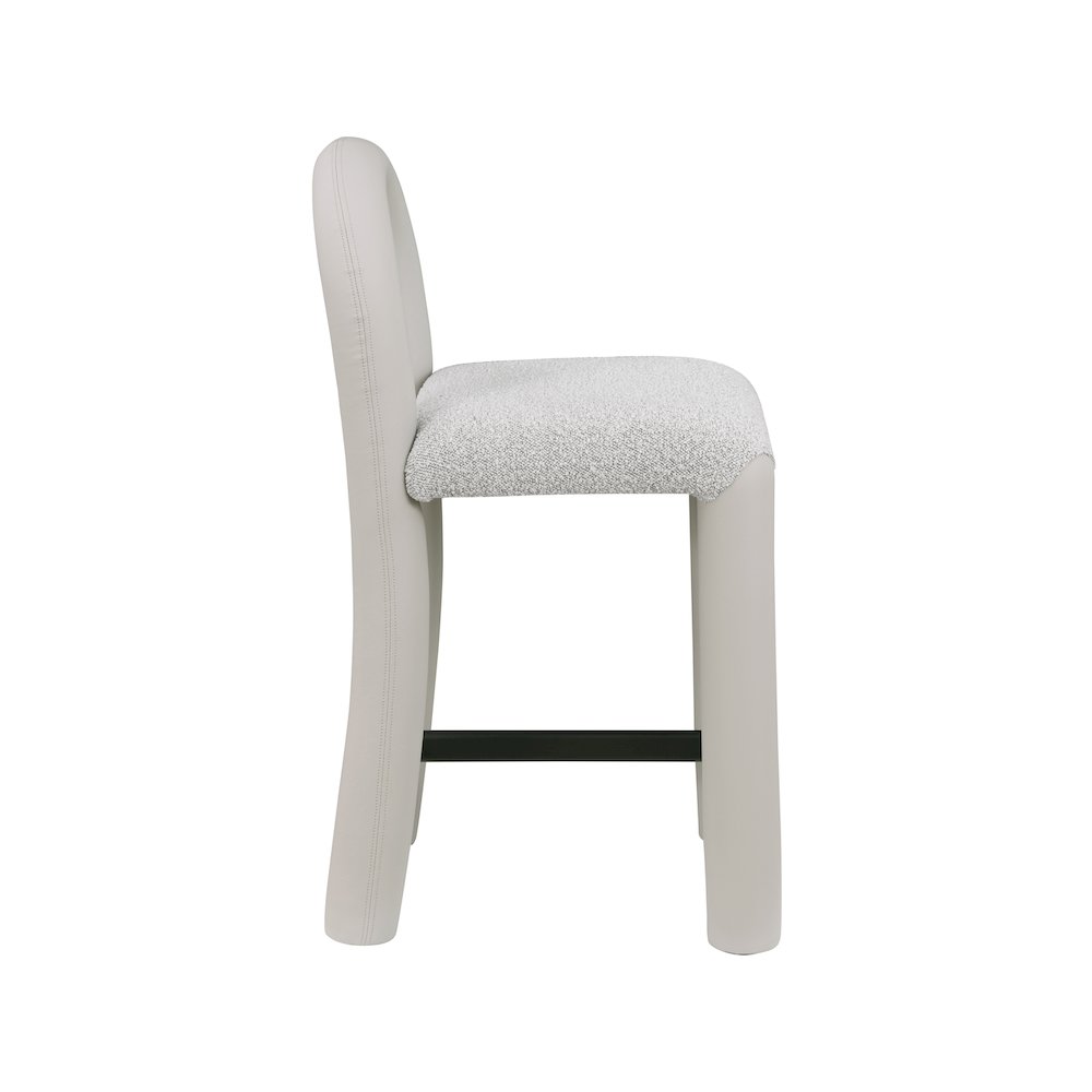 Amari Taupe Vegan Leather and Boucle Fabric Stool. Picture 4