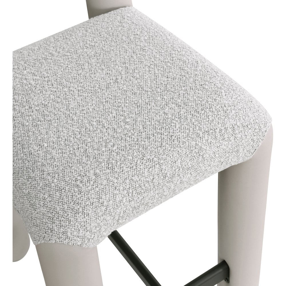 Amari Taupe Vegan Leather and Boucle Fabric Stool. Picture 7