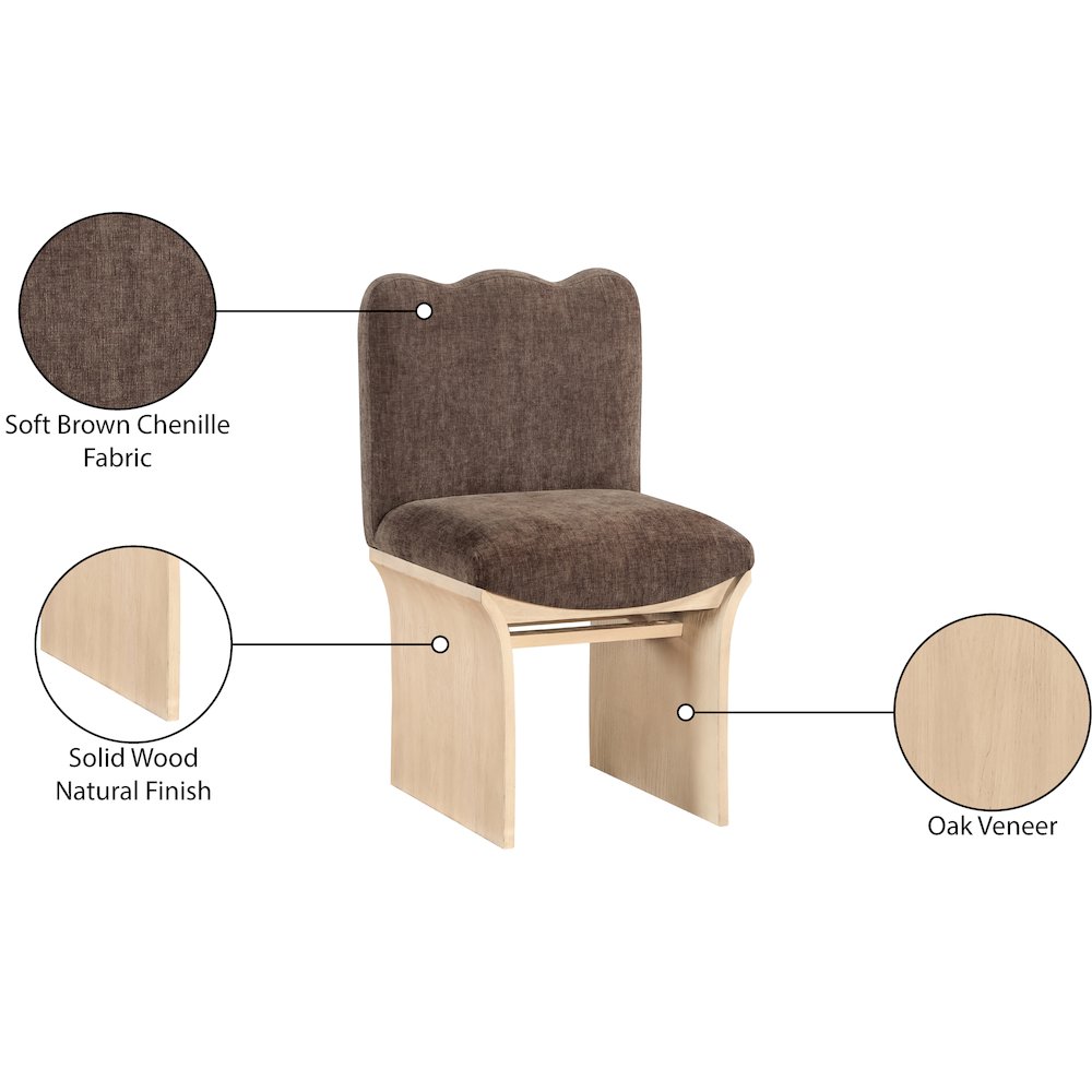 Shaw Brown Chenille Fabric Upholstered Dining Chair. Picture 9