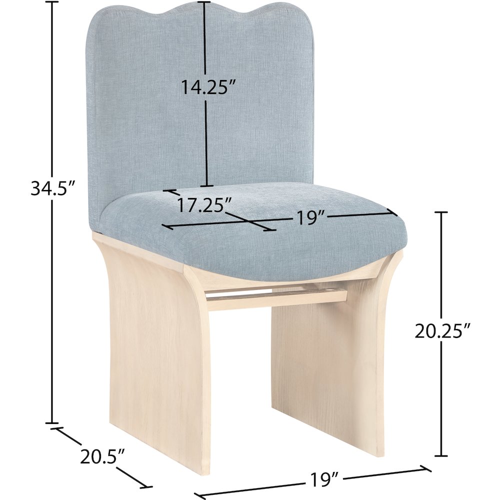 Shaw Light Blue Chenille Fabric Upholstered Dining Chair. Picture 6
