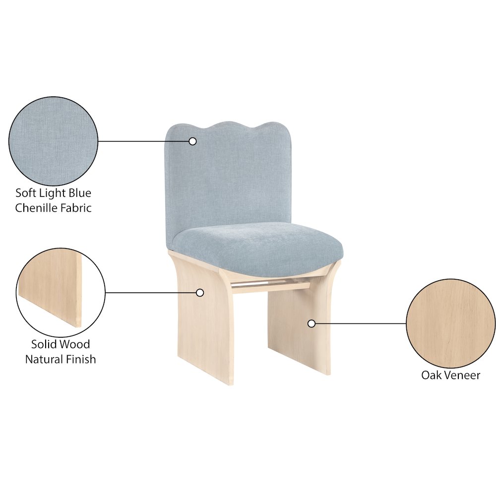 Shaw Light Blue Chenille Fabric Upholstered Dining Chair. Picture 9