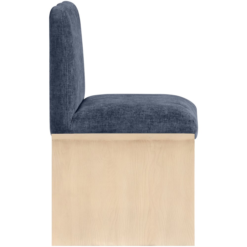 Shaw Navy Chenille Fabric Upholstered Dining Chair. Picture 7
