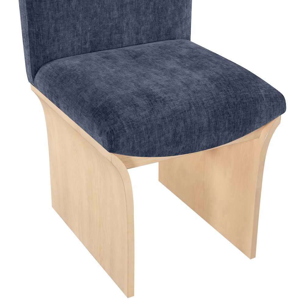Shaw Navy Chenille Fabric Upholstered Dining Chair. Picture 4