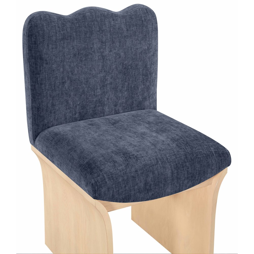 Shaw Navy Chenille Fabric Upholstered Dining Chair. Picture 5