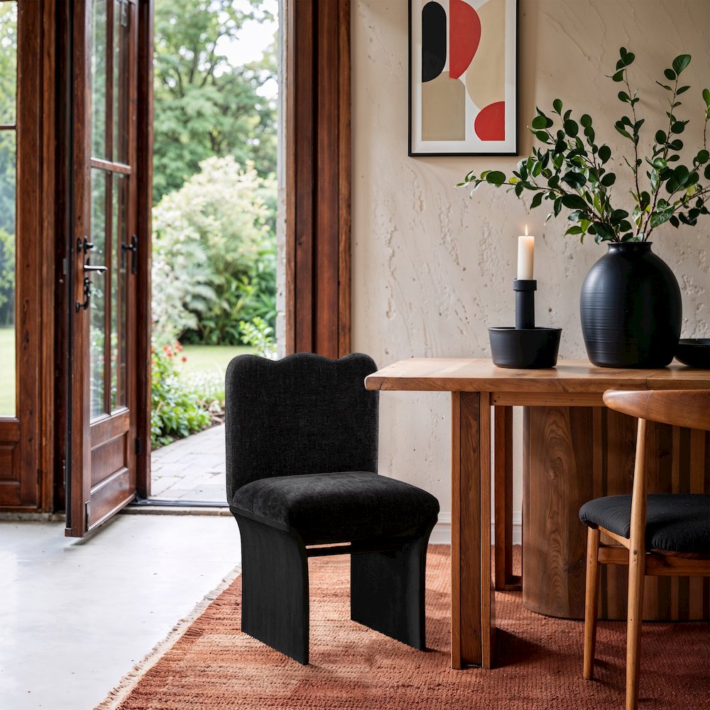 Shaw Black Chenille Fabric Upholstered Dining Chair. Picture 7