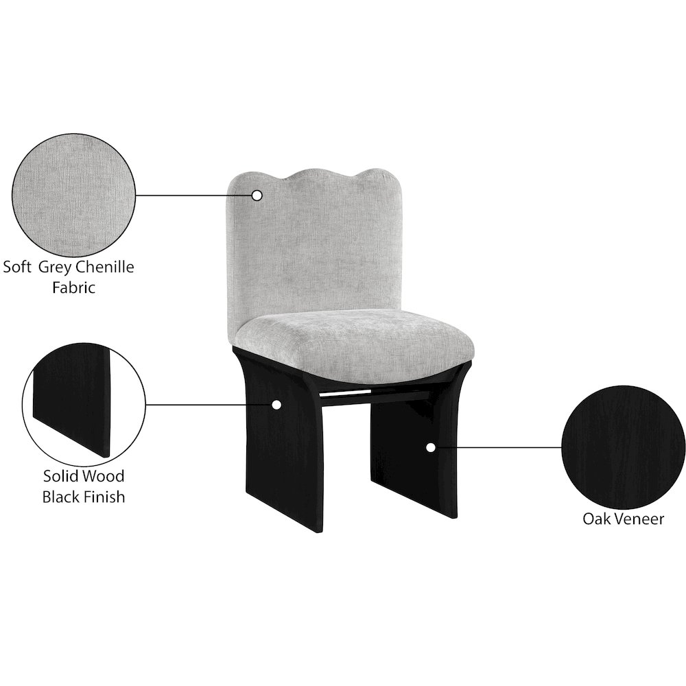 Shaw Grey Chenille Fabric Upholstered Dining Chair. Picture 9