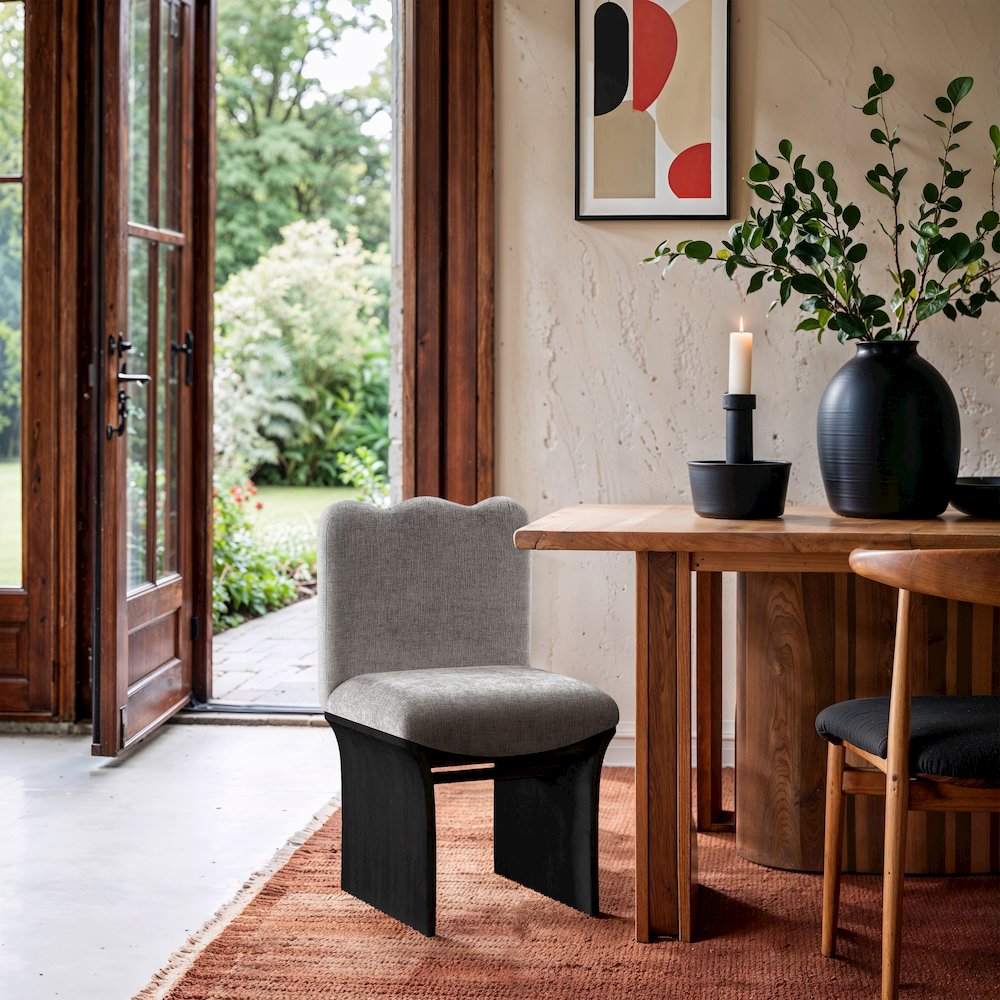Shaw Grey Chenille Fabric Upholstered Dining Chair. Picture 7