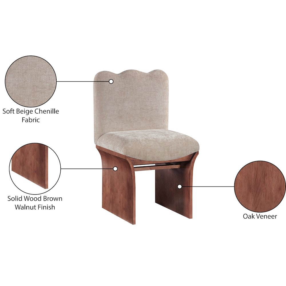 Shaw Beige Chenille Fabric Upholstered Dining Chair. Picture 9