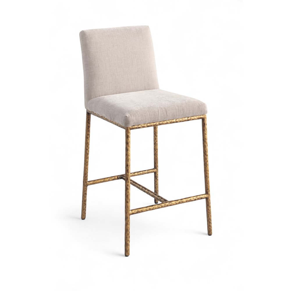 Reeves Beige Chenille Fabric Upholstered Counter Stool, Set of 2. Picture 2
