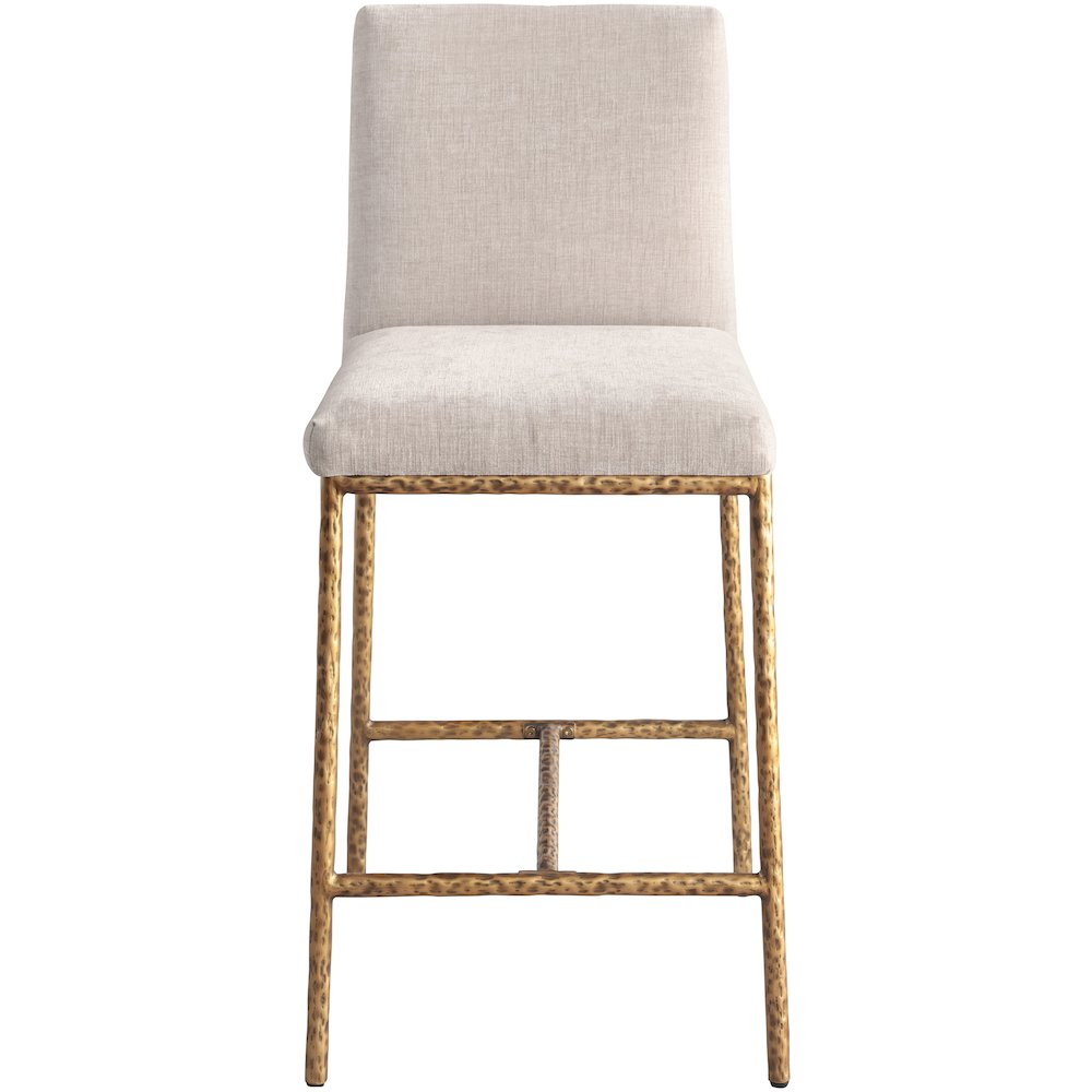Reeves Beige Chenille Fabric Upholstered Counter Stool, Set of 2. Picture 7