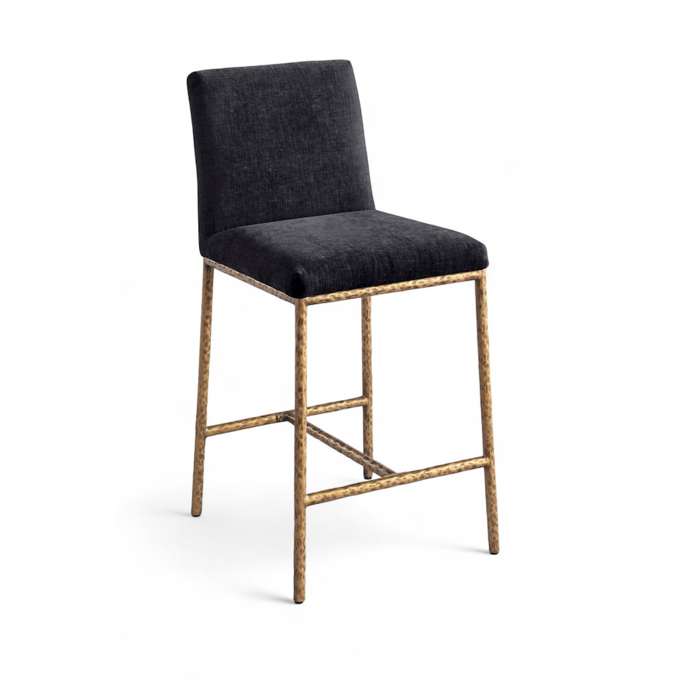 Reeves Black Chenille Fabric Upholstered Counter Stool, Set of 2. Picture 2