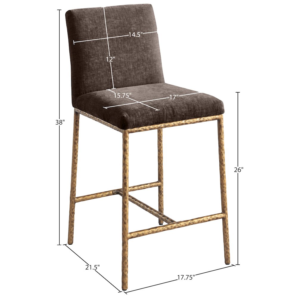 Reeves Brown Chenille Fabric Upholstered Counter Stool, Set of 2. Picture 9