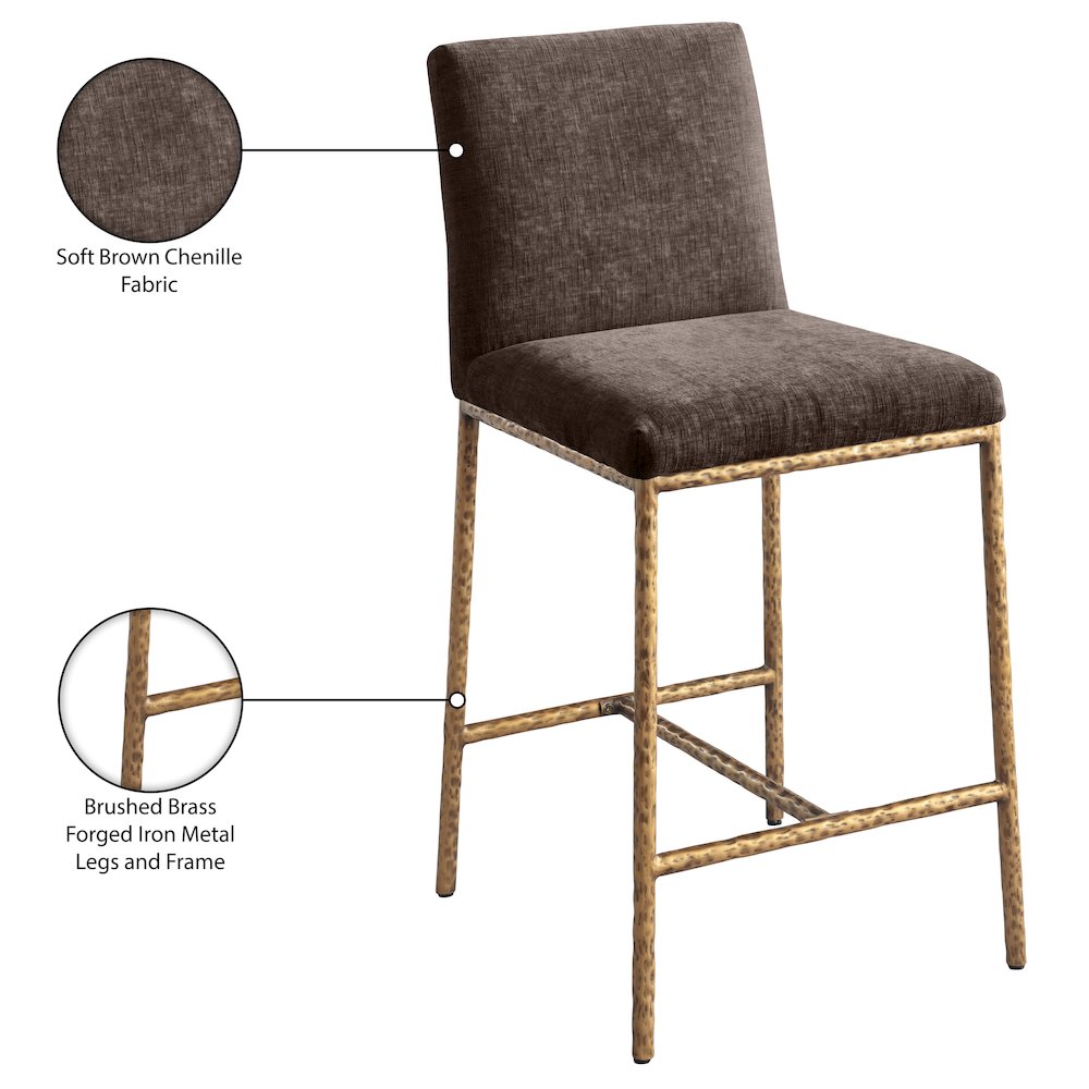 Reeves Brown Chenille Fabric Upholstered Counter Stool, Set of 2. Picture 10