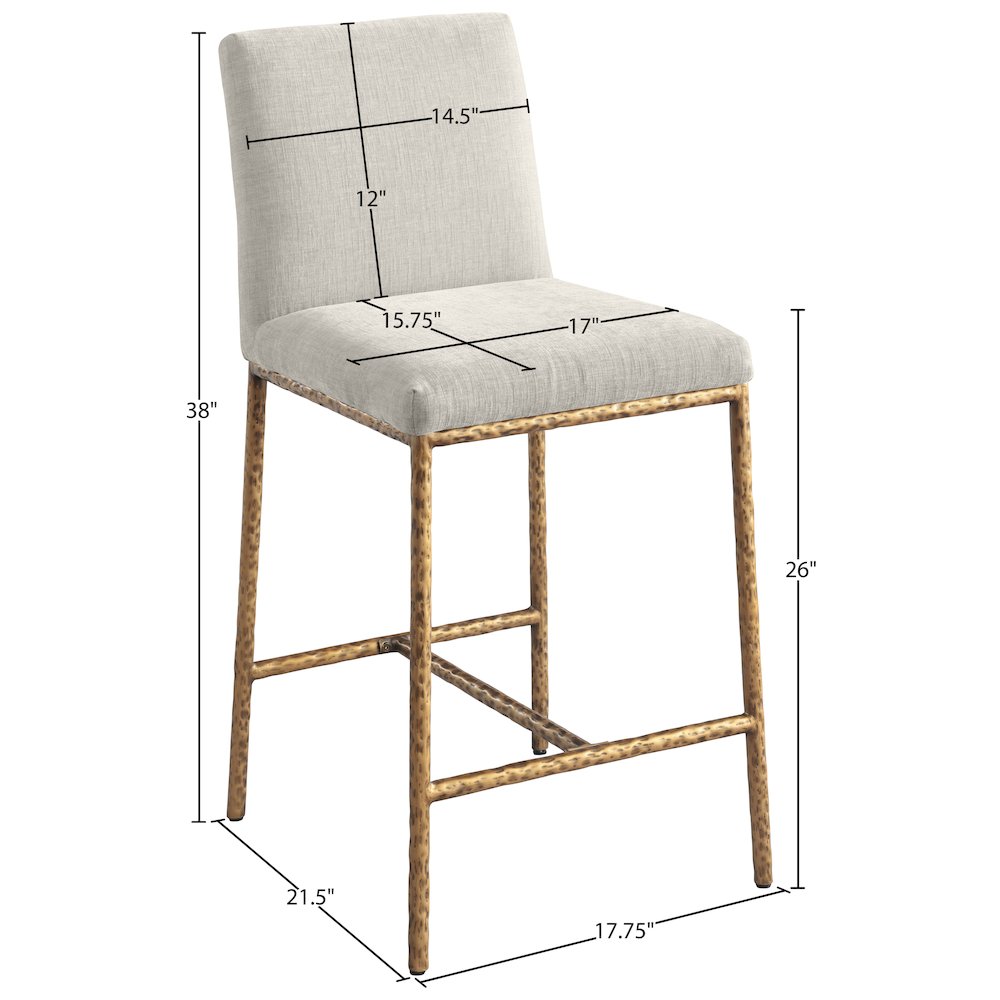 Reeves Cream Chenille Fabric Upholstered Counter Stool, Set of 2. Picture 9