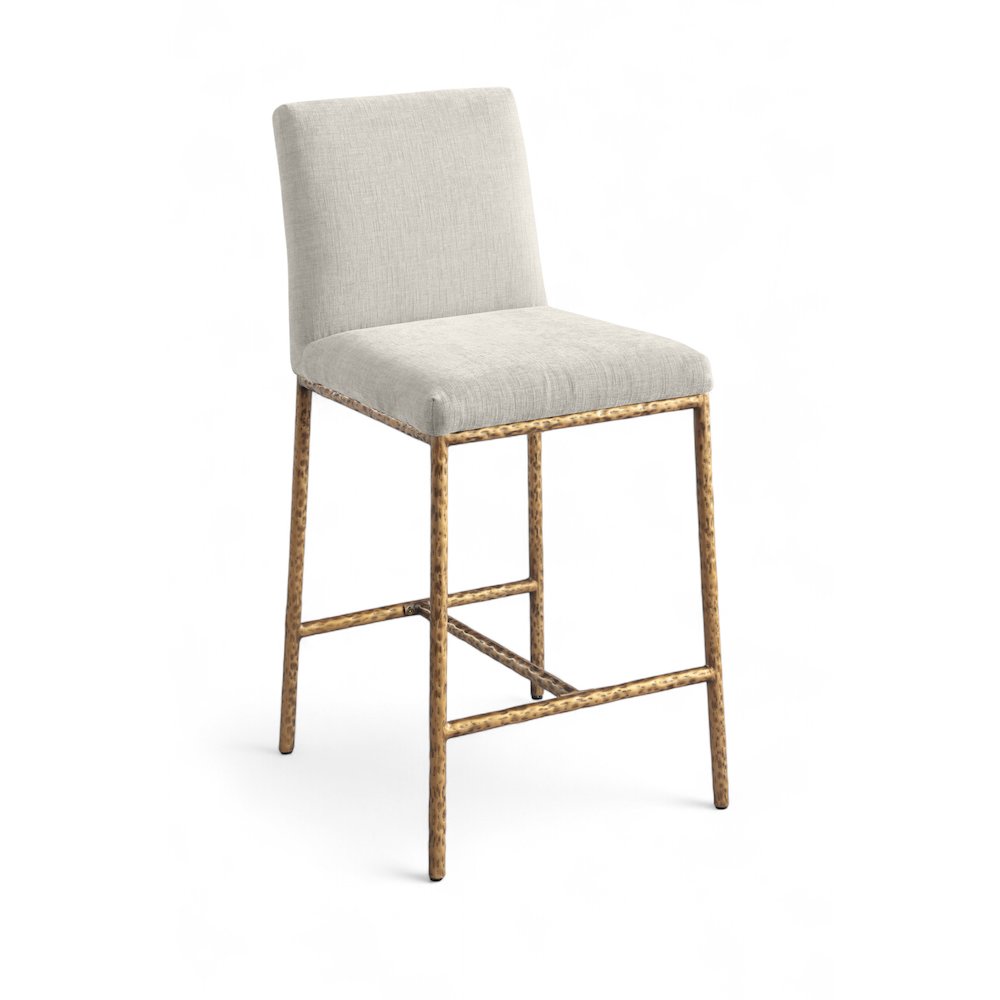 Reeves Cream Chenille Fabric Upholstered Counter Stool, Set of 2. Picture 2
