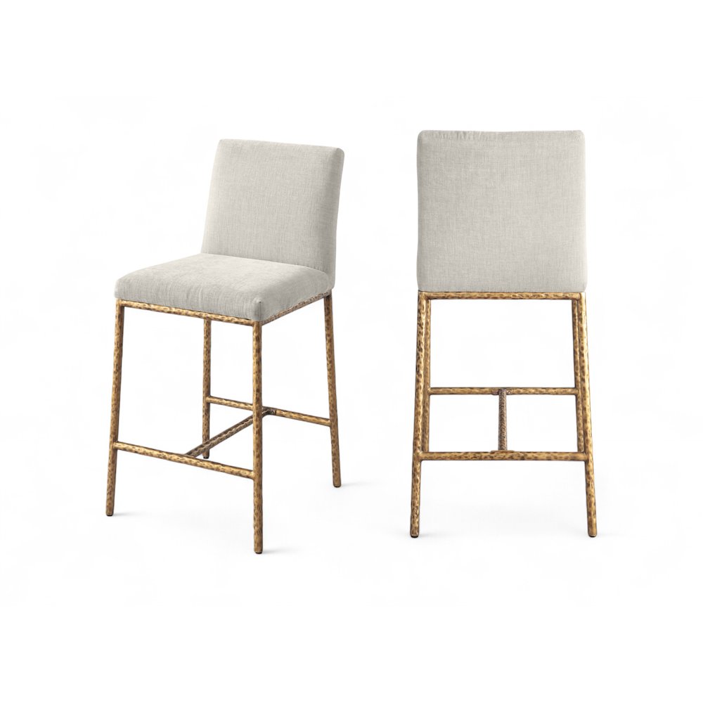 Reeves Cream Chenille Fabric Upholstered Counter Stool, Set of 2. Picture 1