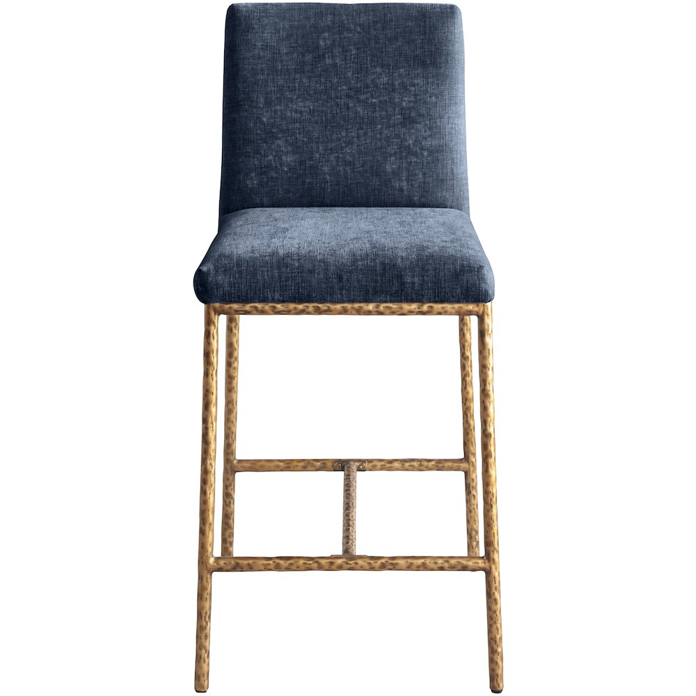 Reeves Navy Chenille Fabric Upholstered Counter Stool, Set of 2. Picture 7