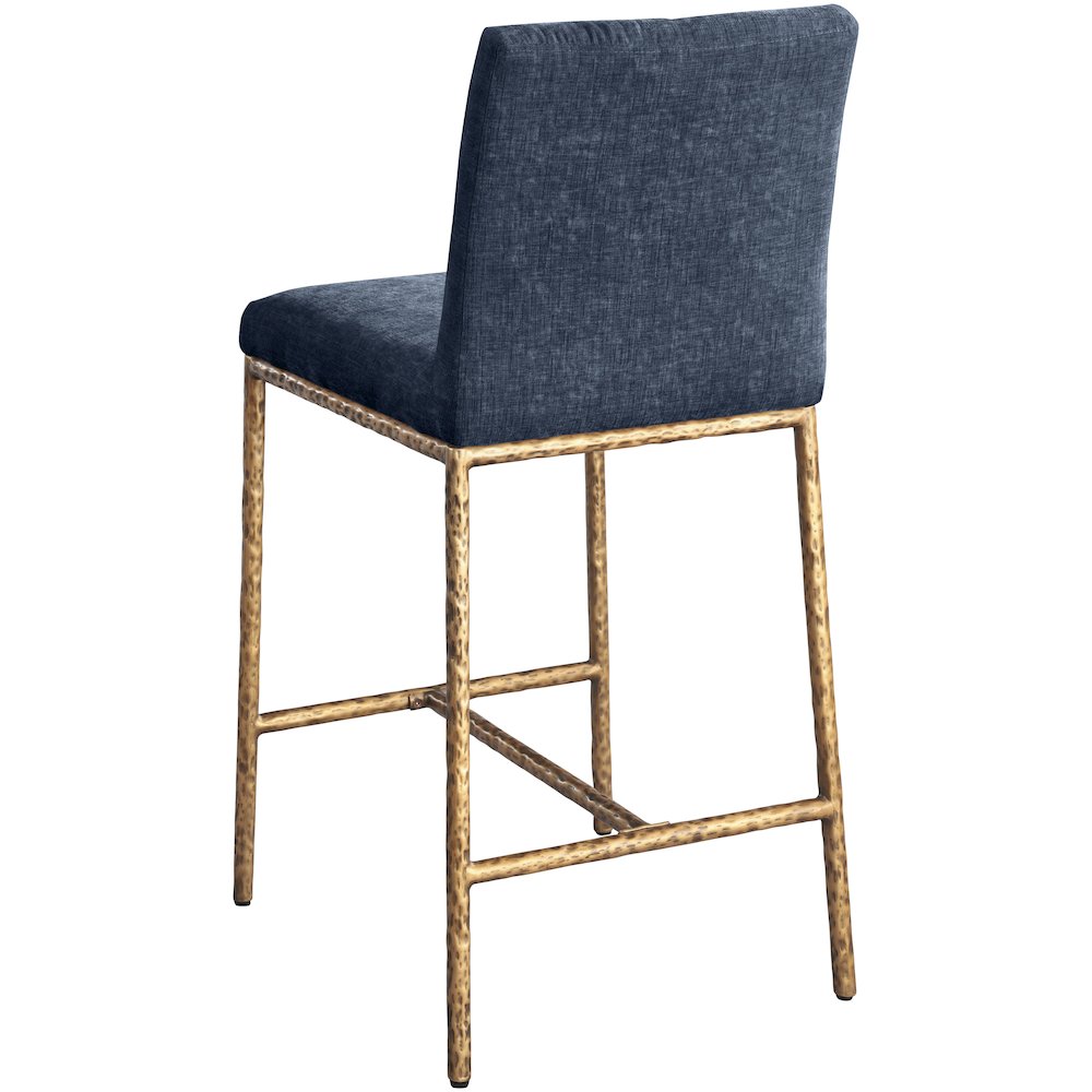 Reeves Navy Chenille Fabric Upholstered Counter Stool, Set of 2. Picture 5