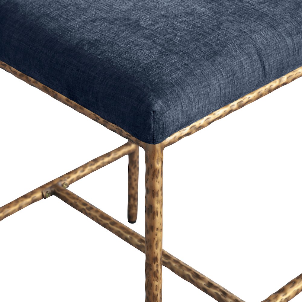 Reeves Navy Chenille Fabric Upholstered Counter Stool, Set of 2. Picture 6