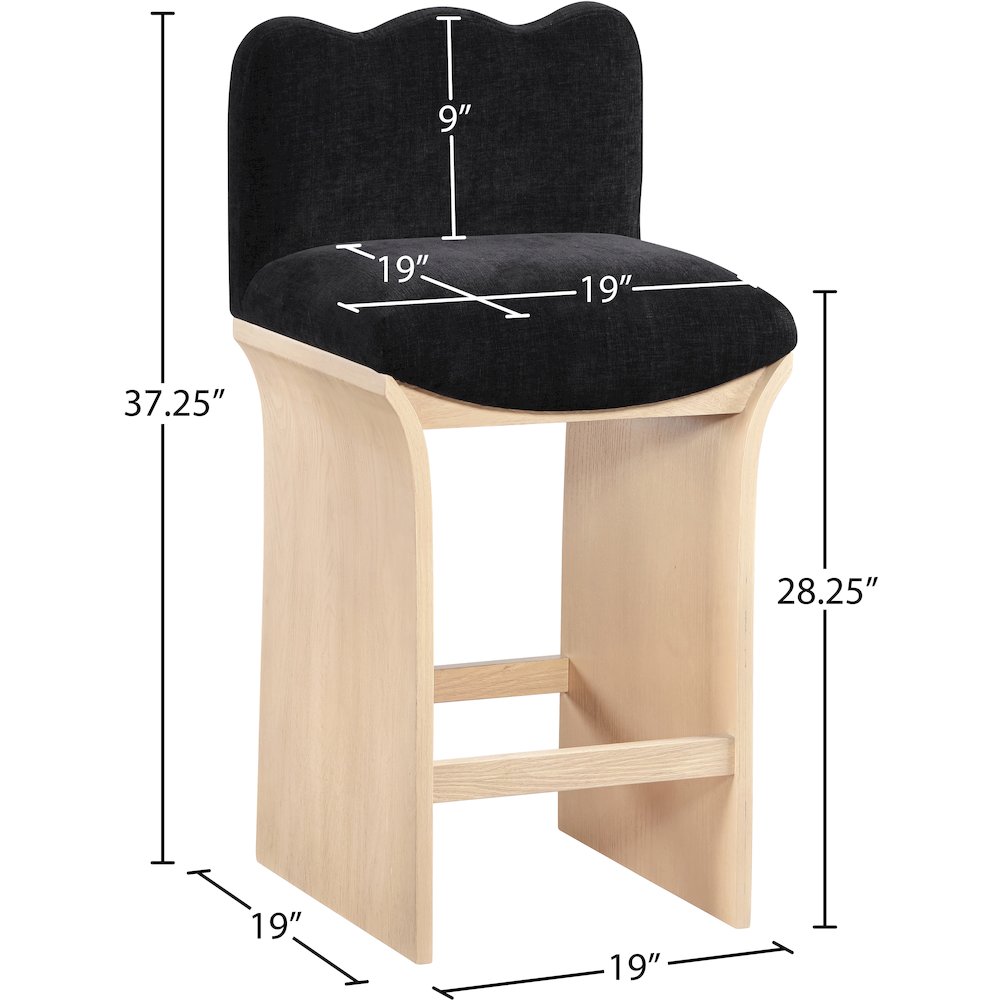 Shaw Black Chenille Fabric Upholstered Counter Stool. Picture 6