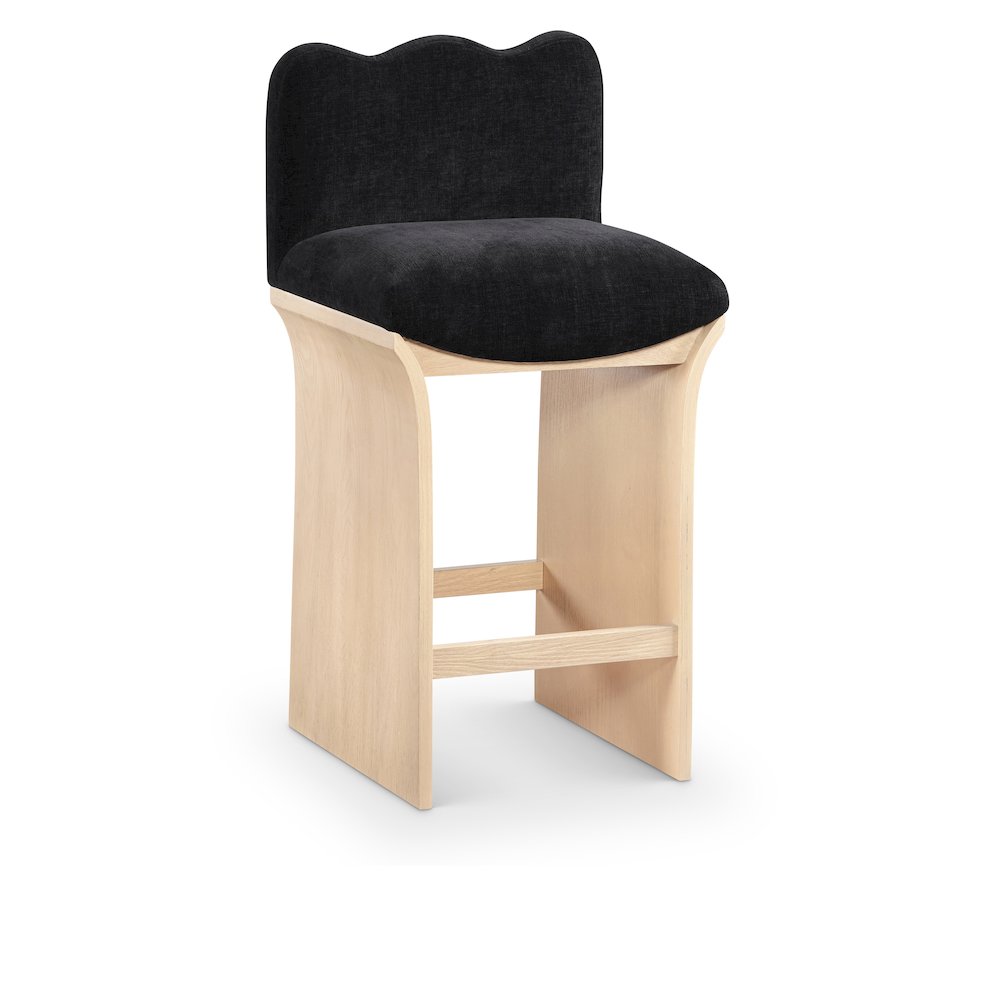 Shaw Black Chenille Fabric Upholstered Counter Stool. Picture 1