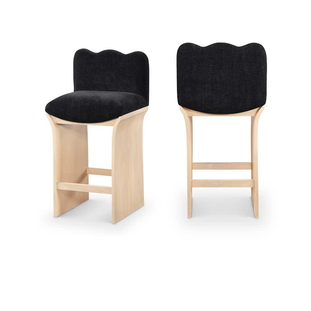 Shaw Black Chenille Fabric Upholstered Counter Stool. Picture 10