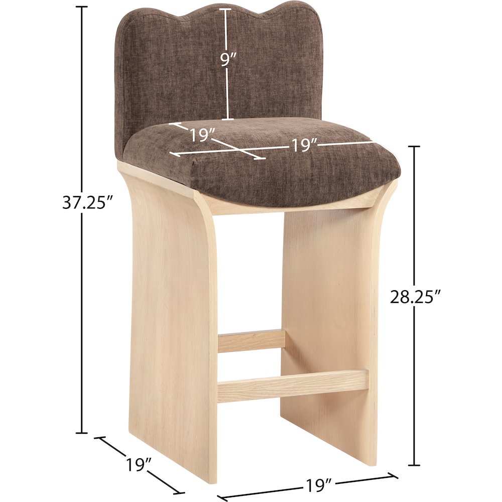Shaw Brown Chenille Fabric Upholstered Counter Stool. Picture 6