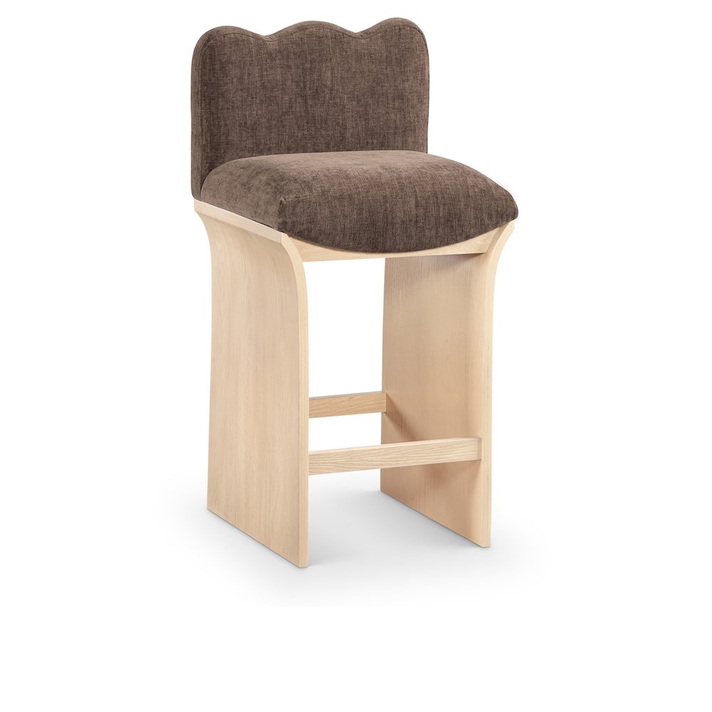 Shaw Brown Chenille Fabric Upholstered Counter Stool. Picture 1