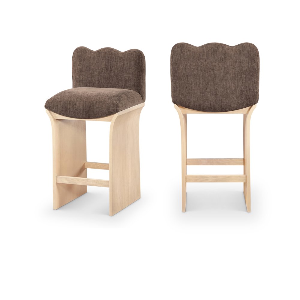 Shaw Brown Chenille Fabric Upholstered Counter Stool. Picture 10