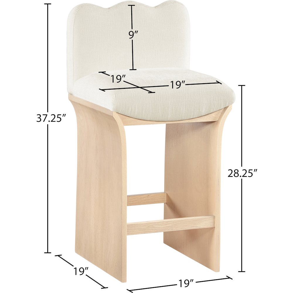 Shaw Cream Chenille Fabric Upholstered Counter Stool. Picture 6